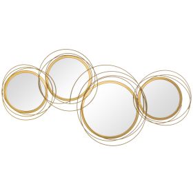 HOMCOM Metal Wall Art Modern Mirror Decor Home Hanging Wall Sculptures for Living Room Bedroom Dining Room Gold