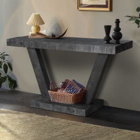 60 Inches Vintage Distressed Wood Entryway Bench with 2-Tier Solid Wood Veneer Storage Cabinet, Rustic Wide Design for Hallway