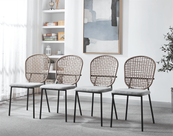 BLACK and gray sennit chair,set of 4,dining chair,coffee chair