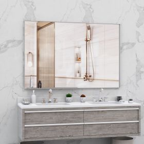 60"x40" Oversized Modern Rectangle Bathroom Mirror with Silver Frame Decorative Large Wall Mirrors for Bathroom Living Room Bedroom Vertical or H