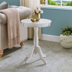 White Side Table with Turned Pedestal