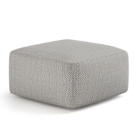 Nate - Square Pouf - Patterned Grey Melange