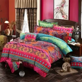 3pcs Duvet Cover Set King Duvet Coverx1 Pillowcasex2 Extremely Diverse Styles (Option: Boho Pink)